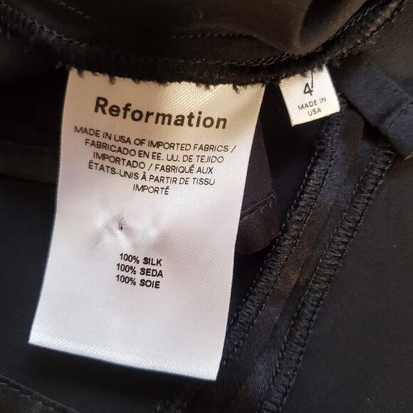 Reformation Marguerite Silk Tie Strap Fitted Wrap Skirt Midi Dress Black Size 4 - Picture 10 of 11